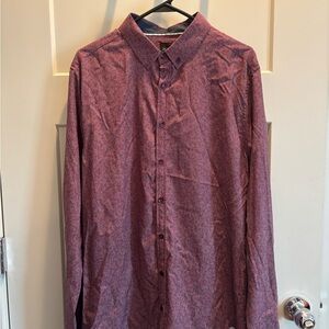Buckle Men's Burgundy Patterned Button-Down Shirt